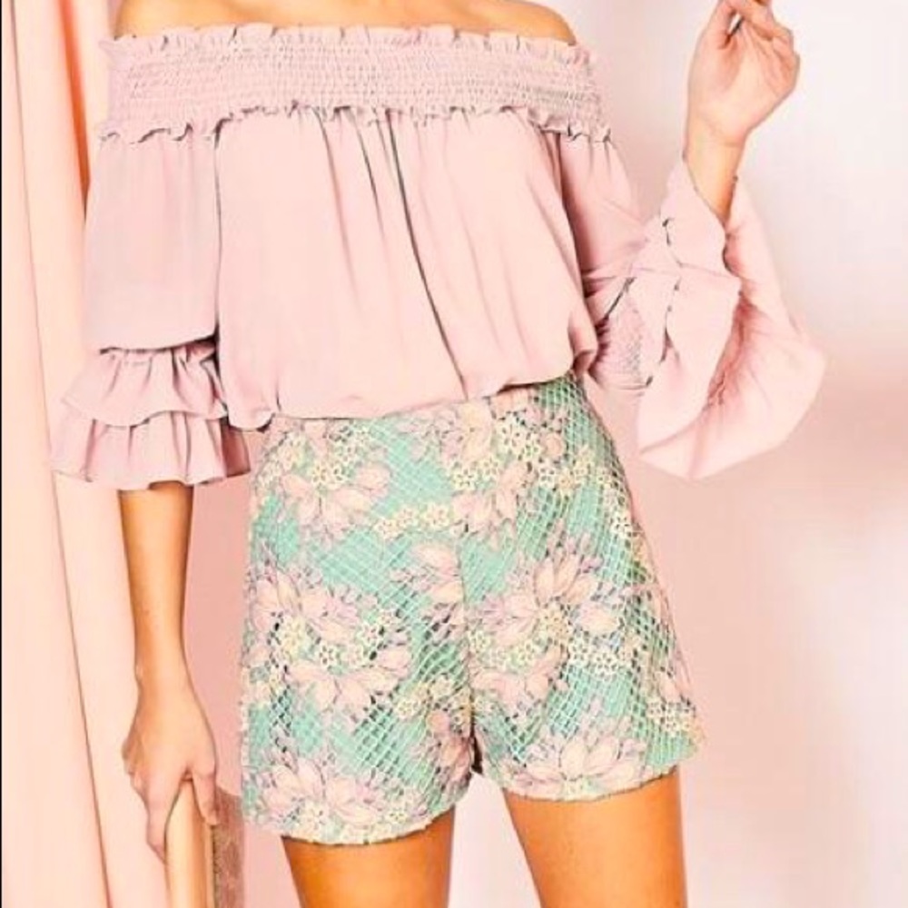 Crochet mesh shorts.